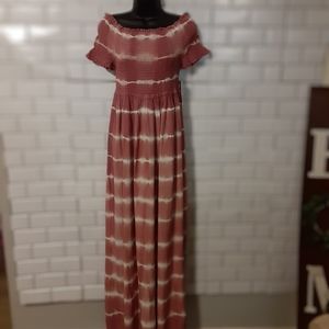 Off shoulder, tie dye Maxi dress